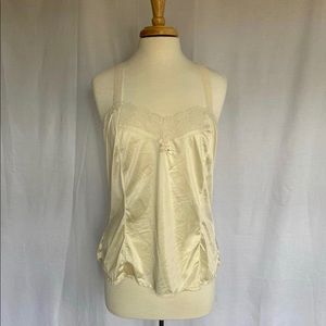 Cream Silk Top with Lace Trim